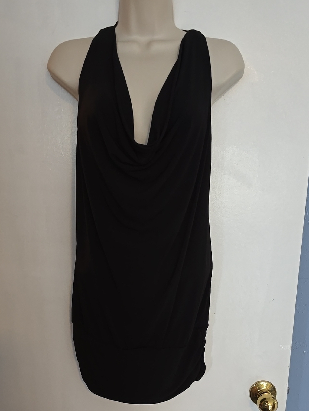 Cache Black Sleeveless Cowl-Neck Tunic